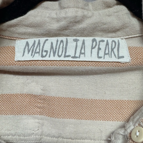 Magnolia Pearl Guava Top Free People OS Striped Distressed Slouchy Oversized - Picture 11 of 15